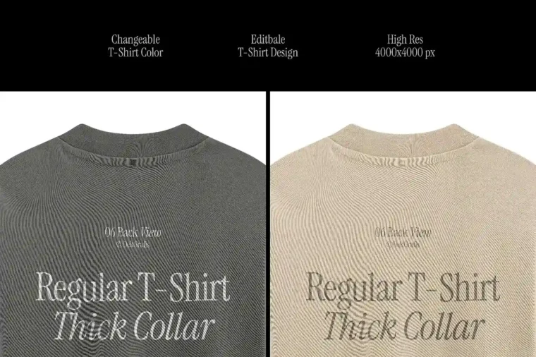 Free T-Shirt Collar Closeup Mockup