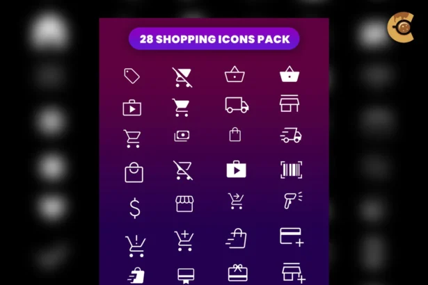 Free shopping basket icon from a set of 28 icons for app UI/UX design, posters, and shopping-related projects.