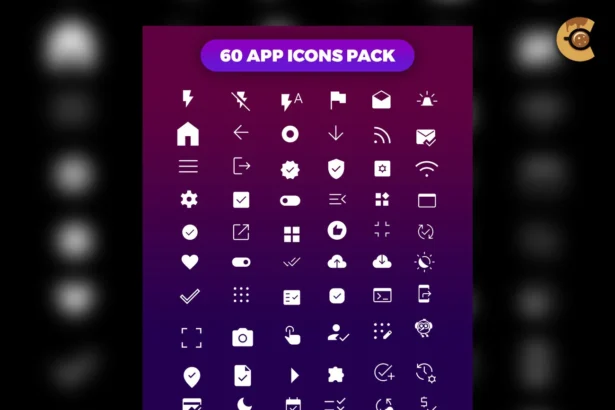 Free 60 app icons pack for app, UI, and theme design in AI and EPS format