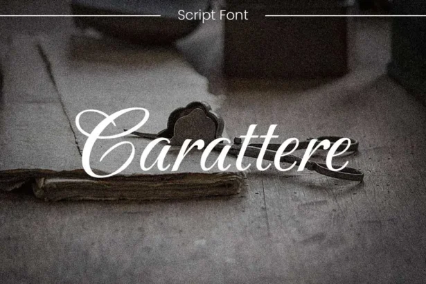 Carattere Script Font sample text in fancy handwritten calligraphy style on display
