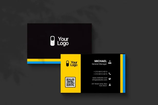 Clean business card PSD template with CMYK colors and modern layout.