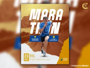 Free marathon flyer template with editable details, perfect for promoting races, fun runs, or athletic events.