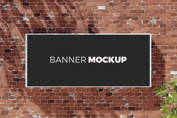 Fully editable PSD banner mockup with grey background for event graphics