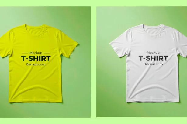 Crumpled T-shirt mockup with customizable design and color, showing realistic fabric texture in a high-res PSD file.