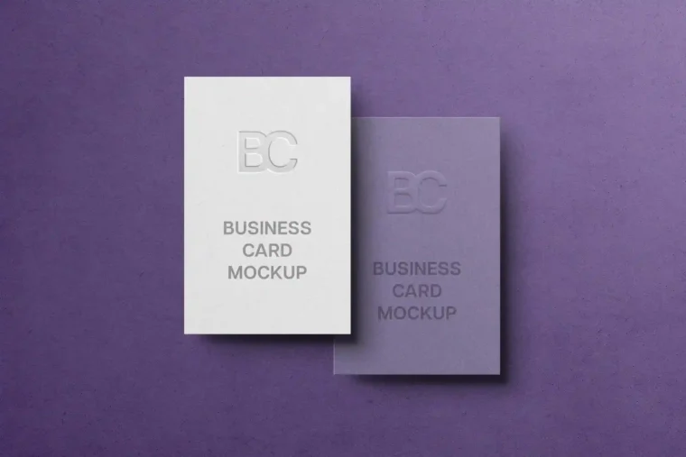 Free 85x55 Vertical Business Card Mockup - Image 2