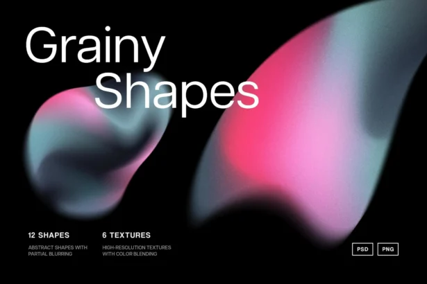 Free Soft Gradient Shapes Collection with 12 abstract blur shapes and 6 high-res textures in PSD and PNG formats.