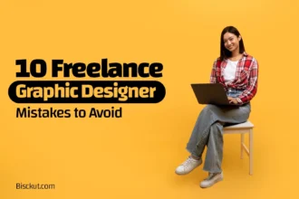 Freelance graphic designer working on a project at home desk