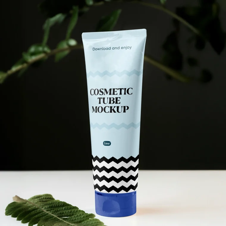 Realistic cosmetic tube mockup with editable design