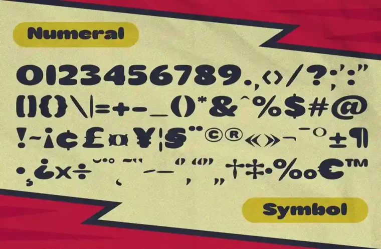 Bonaci Comic Typeface digits 0-9 in bold, playful comic style