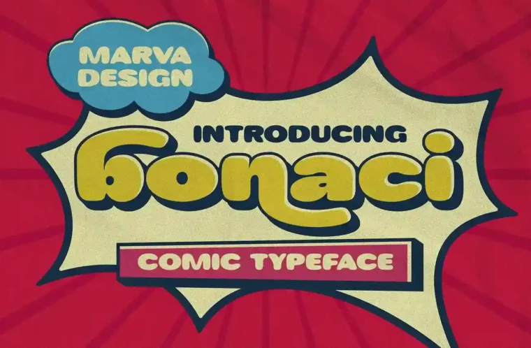 Bonaci Comic Typeface bold rounded comic-style letters for fun and retro designs