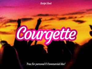 Courgette Handwritten font with brushy, playful style and multilingual support for creative projects.