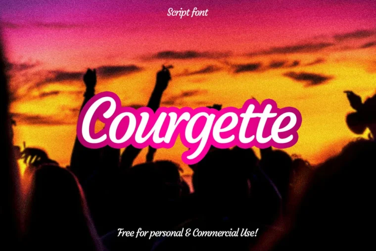 Courgette Handwritten font with brushy, playful style and multilingual support for creative projects.