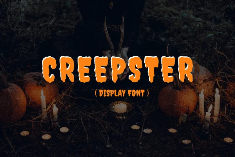 Creepster font – bold, blobby horror typeface perfect for Halloween designs.
