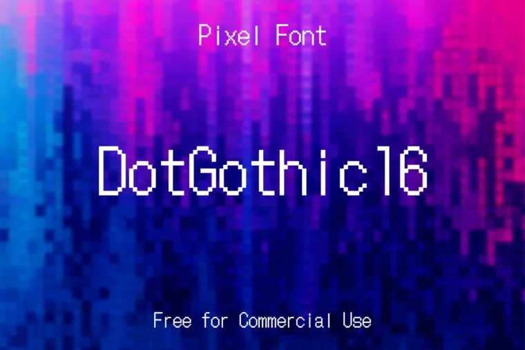 Pixelated Dot Gothic 16 font for retro gaming UI design