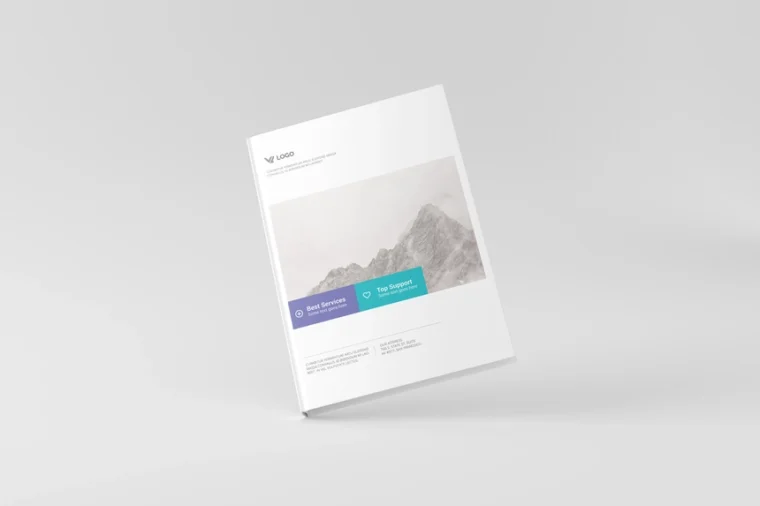 Realistic A5 hardcover book mockup with applied front cover design on a clean isolated background.