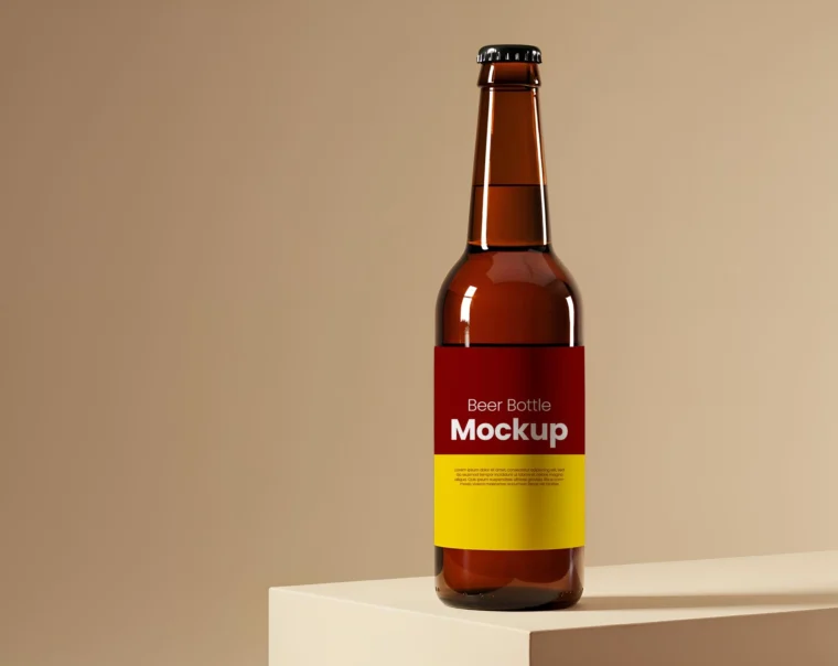 High-resolution craft beer label mockup with editable label design
