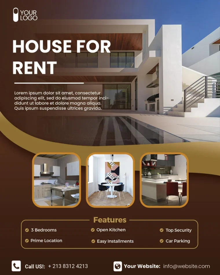 Free house promotional flyer mockup in Photoshop