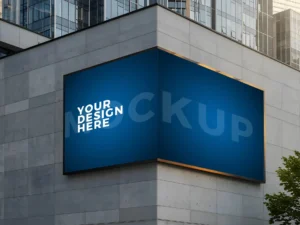Corner building billboard mockup with editable smart layers for outdoor advertising