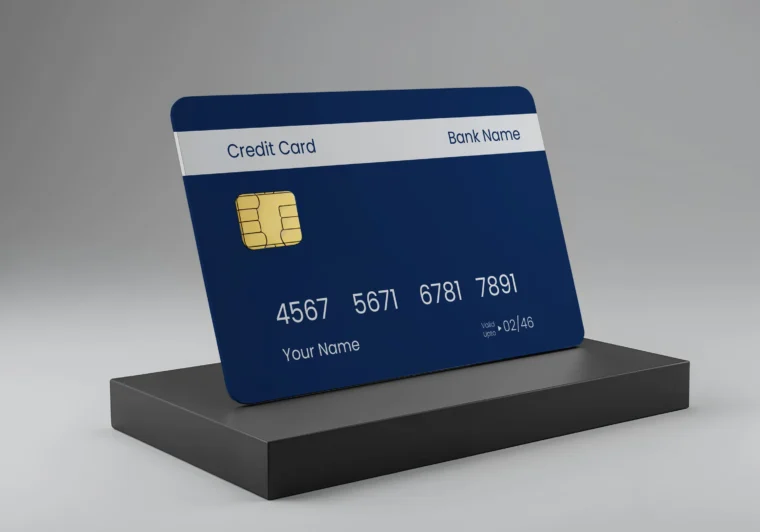 Realistic front view credit card mockup PSD with smart object and high-resolution layout