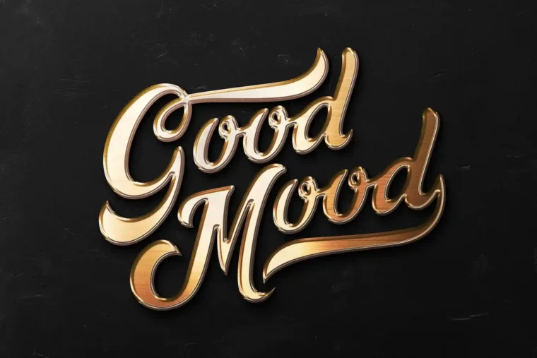 Luxury gold text with polished Y2K shine