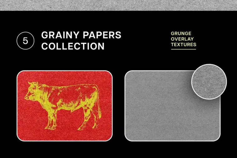 Grainy paper texture overlays in high-res JPG, perfect for adding vintage and grunge effects to your designs.
