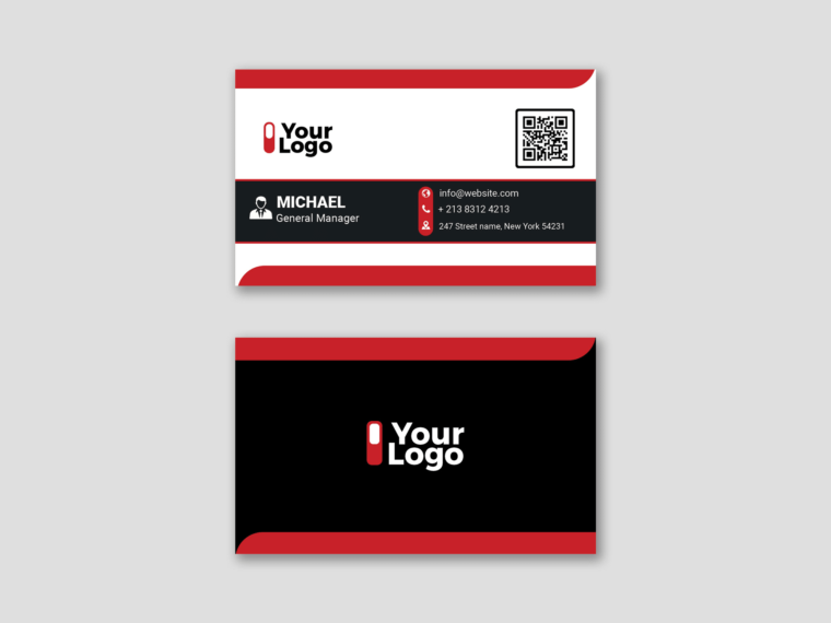 Minimal corporate visiting card PSD template, CMYK, standard size, editable in Photoshop