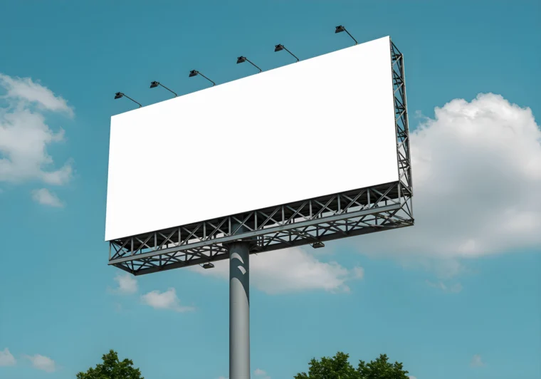 Blank billboard mockup with white background for advertising and branding design presentations.