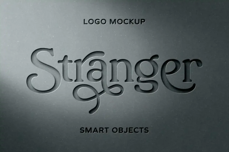 Free paper cut logo mockup with carved effect and editable background color in PSD format