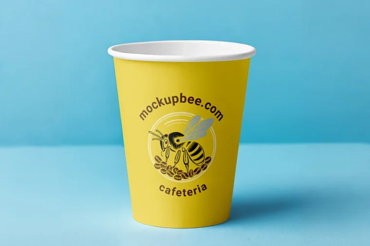 Paper disposable cup mockup with editable label design