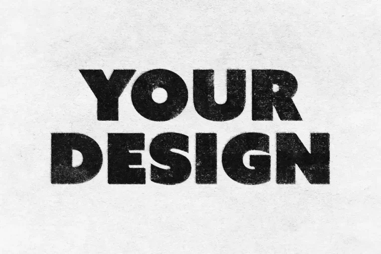 Hand-drawn font with realistic stamp effect applied using grunge text PSD.