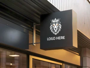 Free Storefront Logo Mockup PSD – Outdoor Signboard