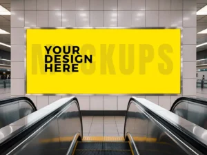 High-quality subway banner mockup for realistic advertising and branding design display.