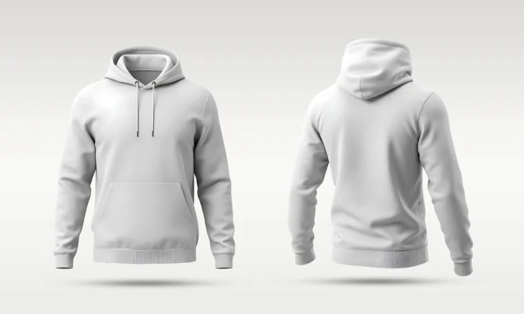 Free front and back hoodie mockup PSD in one high-res image with isolated background, perfect for showcasing apparel branding and design