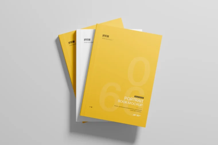 Free three softcover book mockup