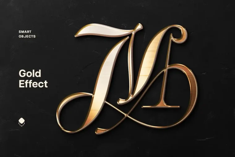 Free golden metal chrome text effect PSD