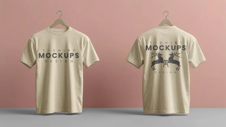 Free Hanging T-shirt PSD mockup for fashion and apparel design presentations
