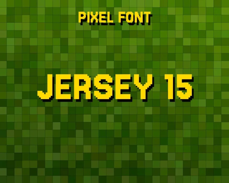Pixelated alphabet design using Jersey 15 font