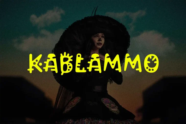 Kablammo font in spooky Halloween style with bold uppercase letters and playful design.