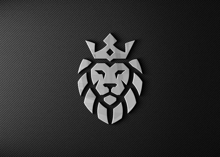 Minimal lion logo vector with crown in AI and EPS format, free for commercial use.