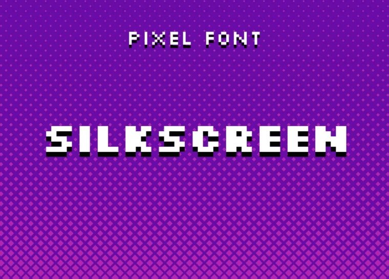 Silkscreen pixel font showing multilingual support in pixel style
