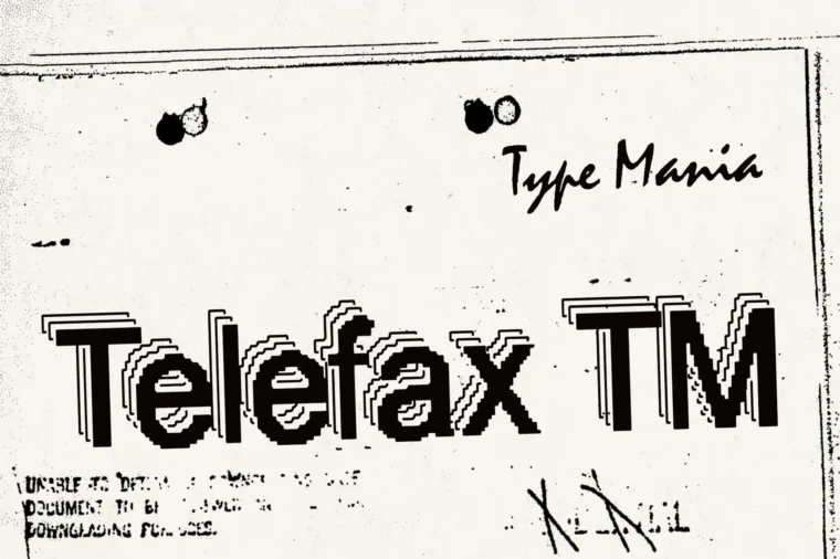 Digital poster using Telefax TM pixel font with retro pixel grid aesthetic