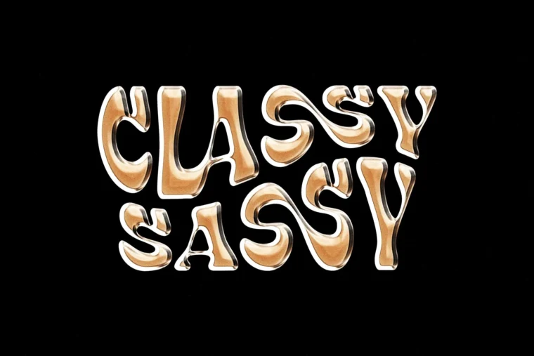 Vivid chrome text effect with Y2K style